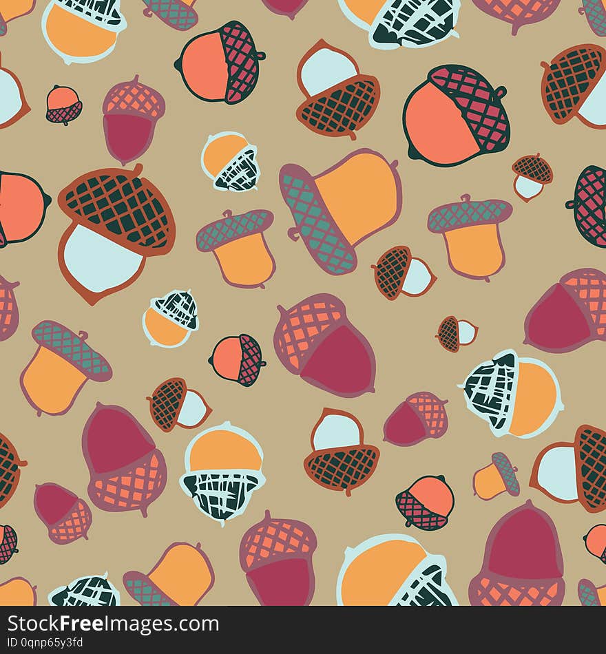 Acorn Woodland Seamless Repeat Pattern Design