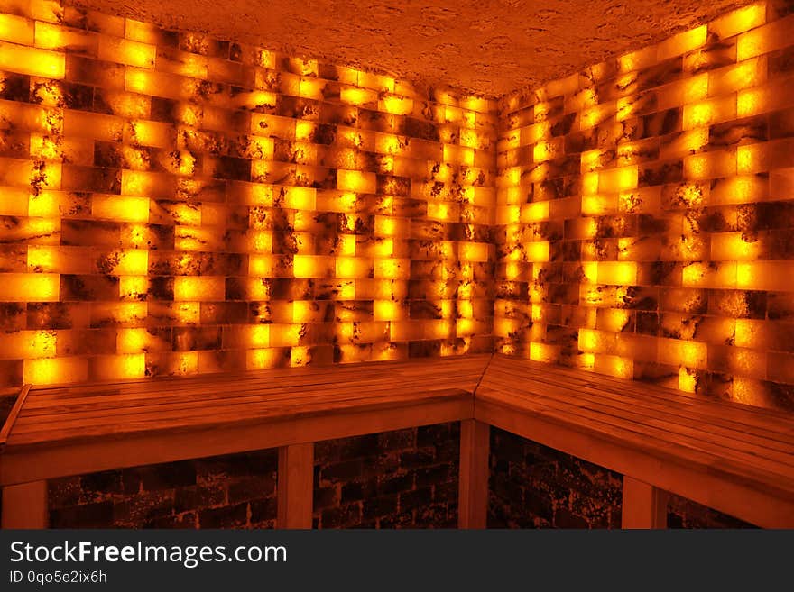 Interior of salt sauna in spa center