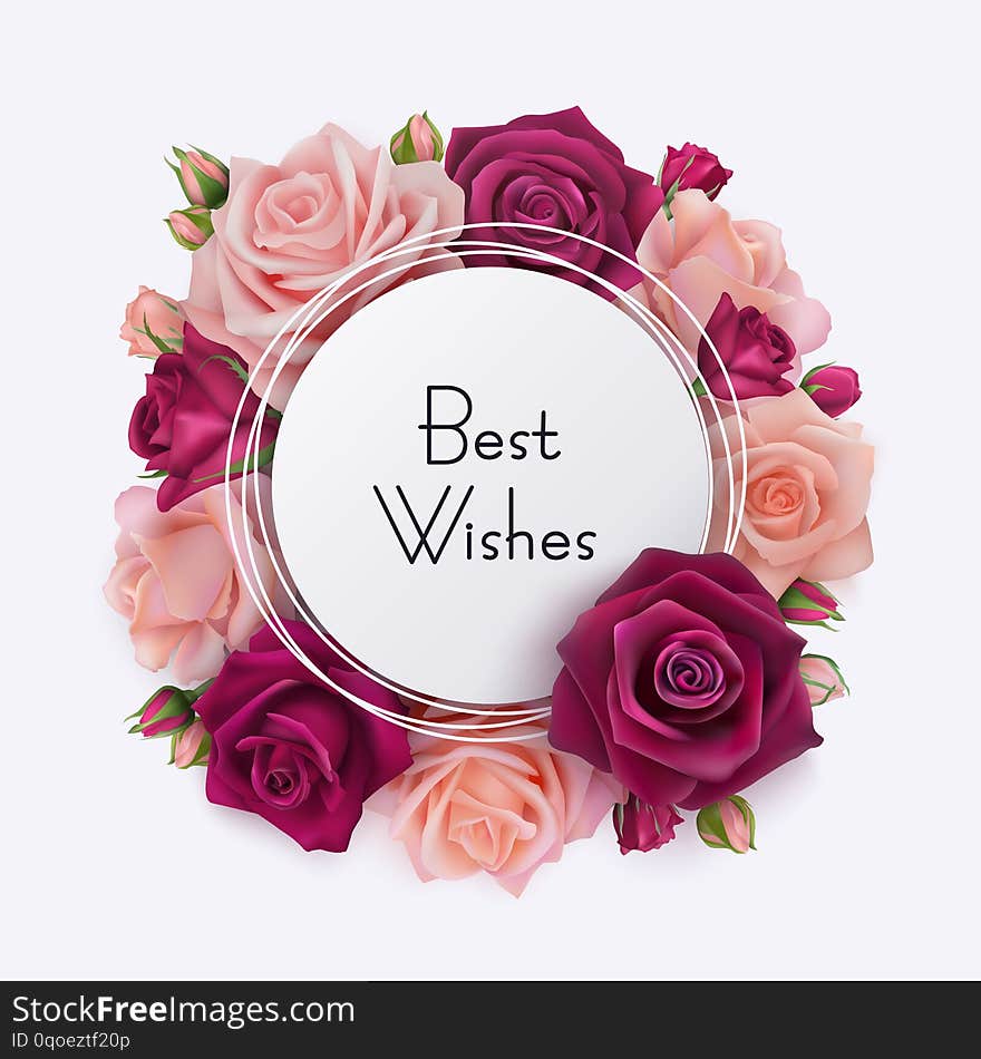 Best wishes card with realistic roses