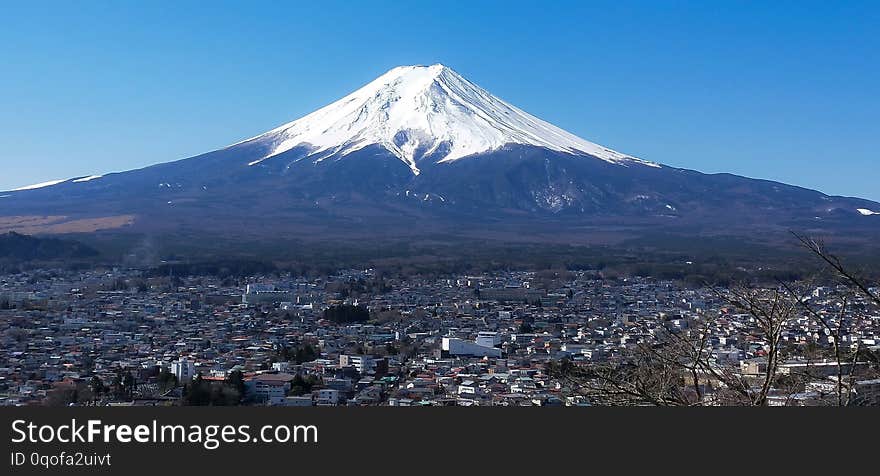 Landscape of Fuji Mountain at Fujiyoshida. Fuji is famous natural landmark.