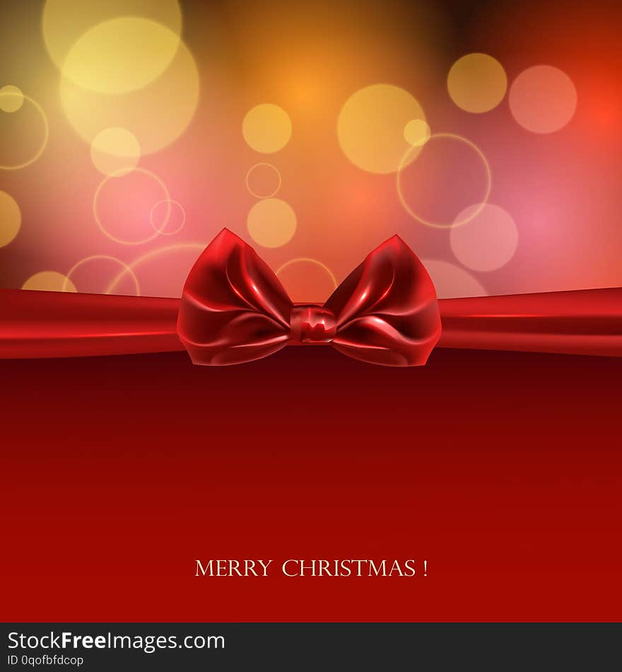 Christmas Background With Red Bow, Vector