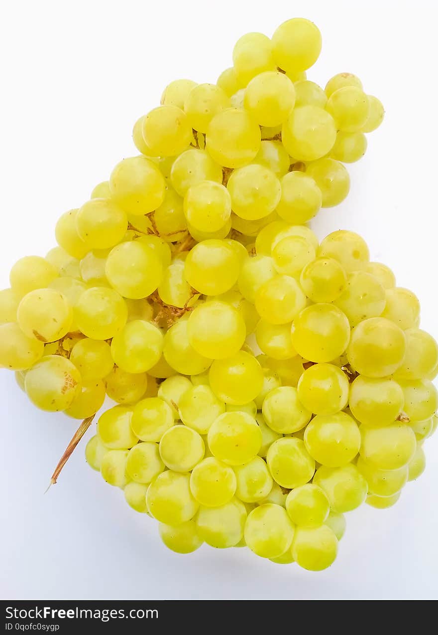 Close up of green grapes isolated with white background.clipping path