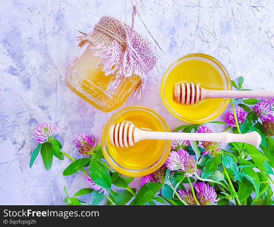 Fresh honey flower clover   refreshment dessert. Fresh honey flower clover   refreshment dessert