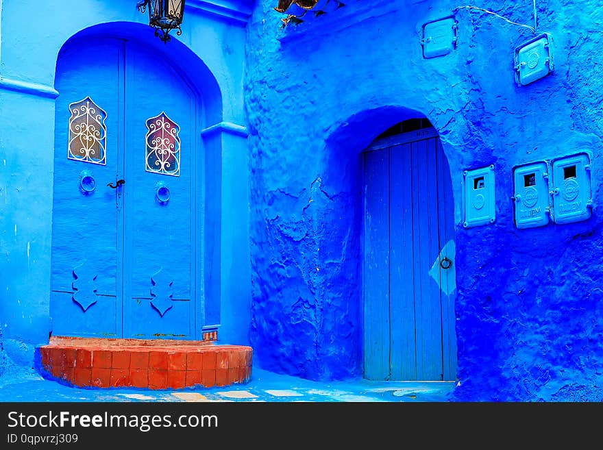 Chefchaouen, a city with blue painted houses. A city with narrow, beautiful, blue streets. Chefchaouen, Morocco, Africa