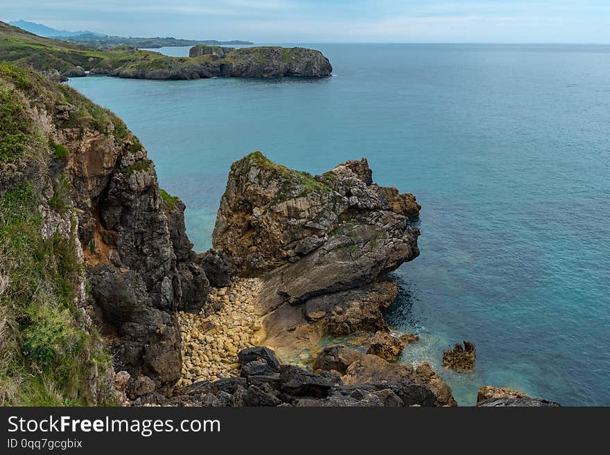 Image of scenic beach es of Torimbia and Toranda, Asturias, Spain