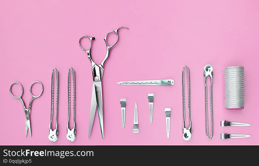 Set of professional hairdresser tools for background