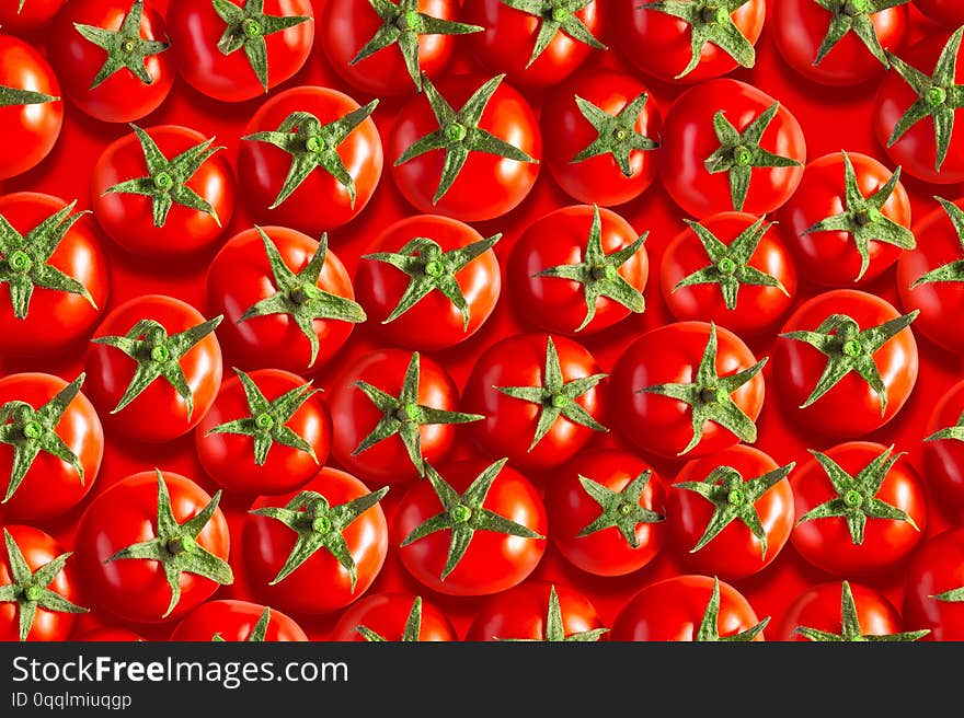 Red sweet seamless tomato background with  many fruits for prints, banners, cards, stickers