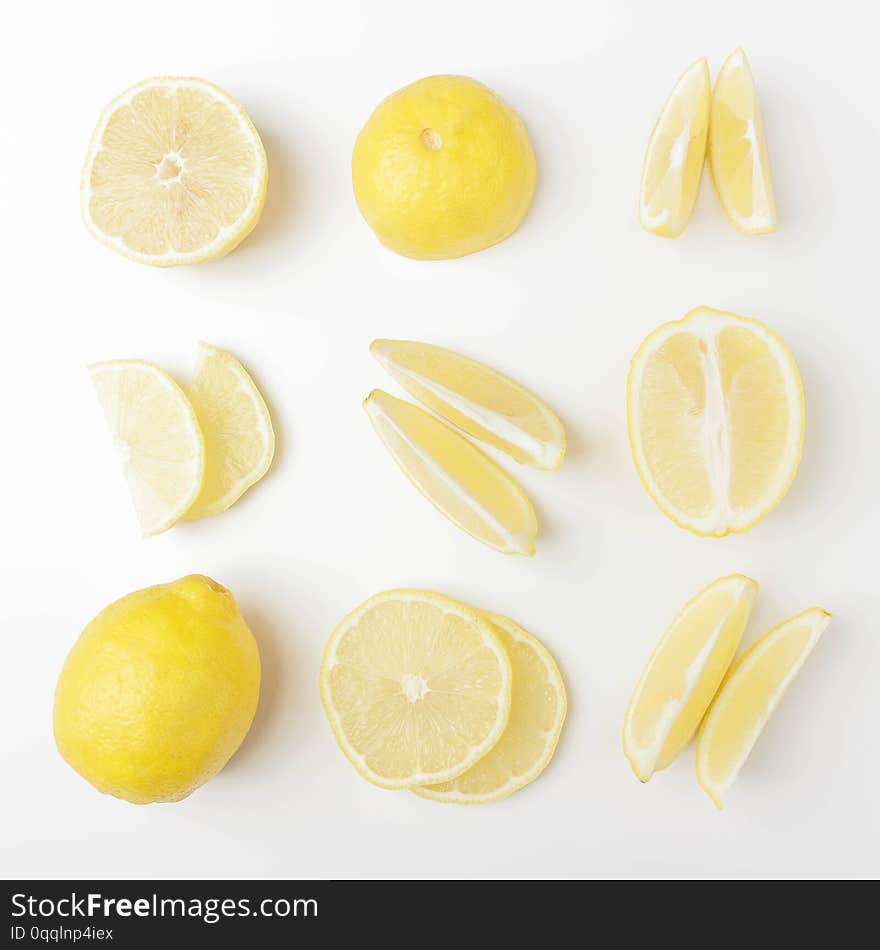 Set from fresh lemons isolated on white background