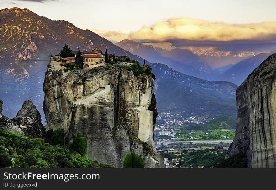 Monastery on top of mountain in Meteora