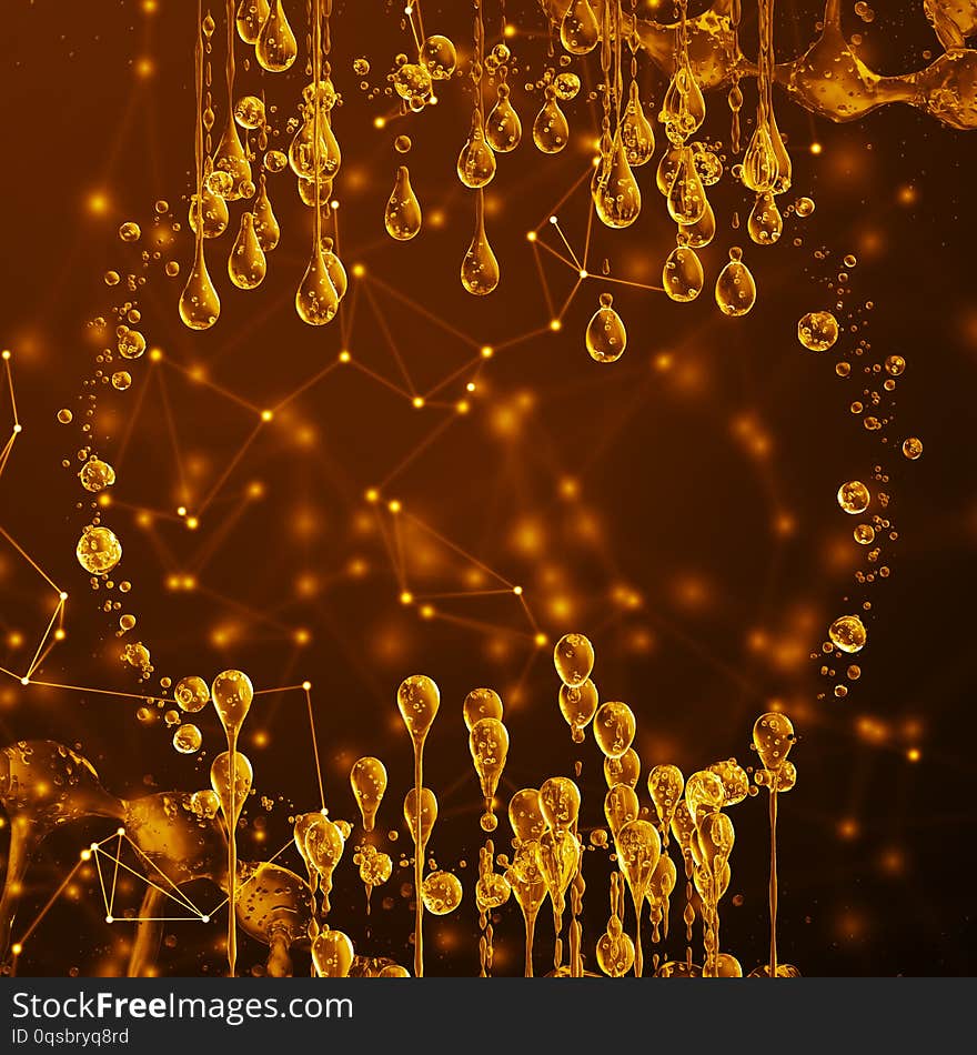 3D detailed illustration of a drop of water gold color.