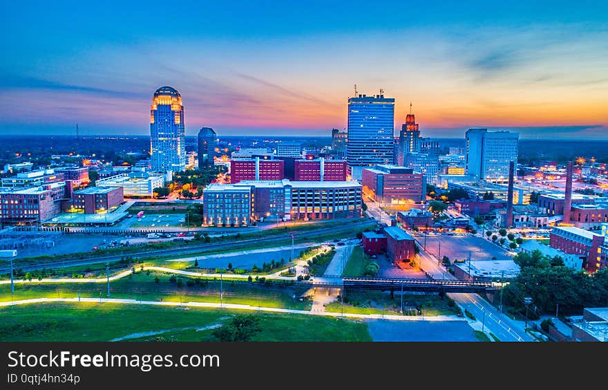 Winston-Salem North Carolina NC Skyline Aerial