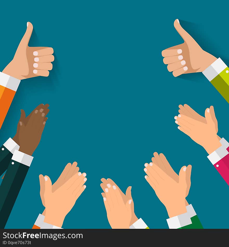 Flat Design Clapping Hand Applause banners template. Vector Illustration EPS10