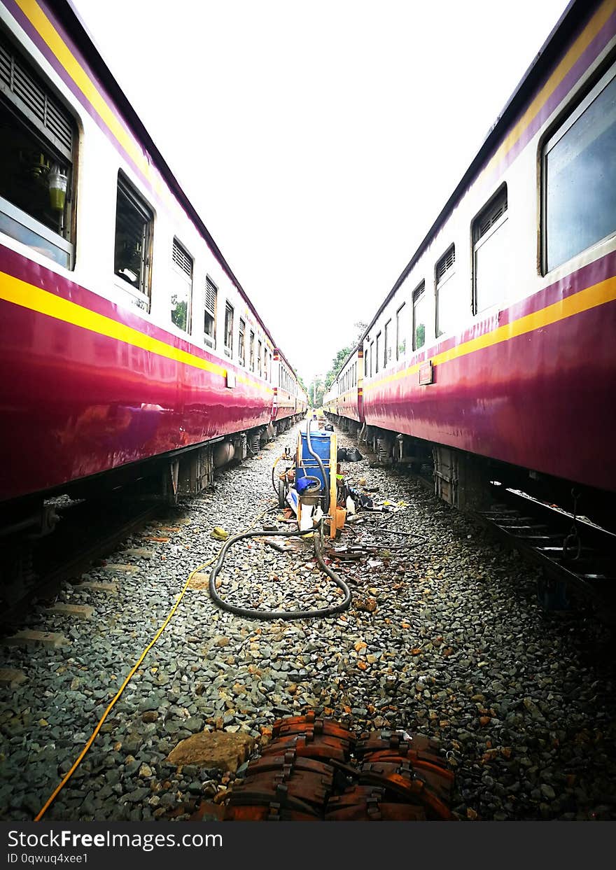 The hose is used to clean the train, place it on the rock during the middle of the train.