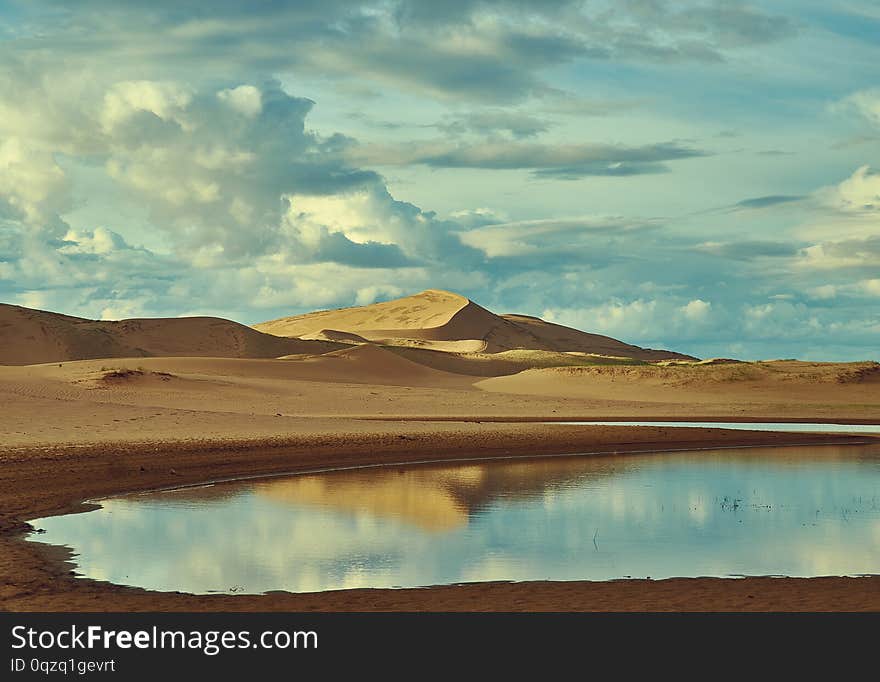 Mongolia. Sands Mongol Els, sandy dune desert, bright sunny day