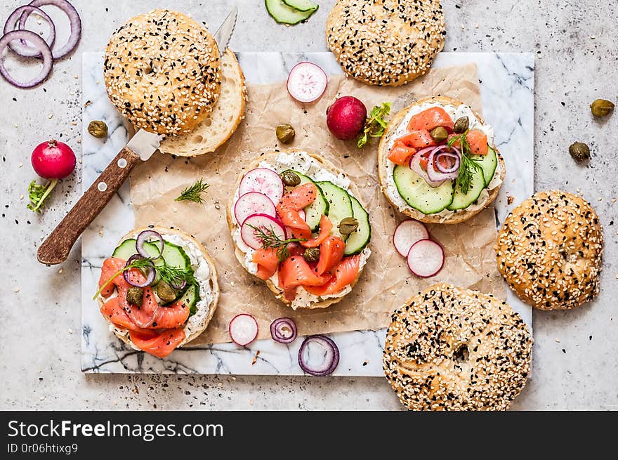 Salmon Bagel Sandwiches