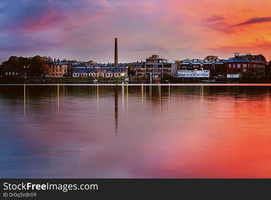 Autumn sunset over Riga