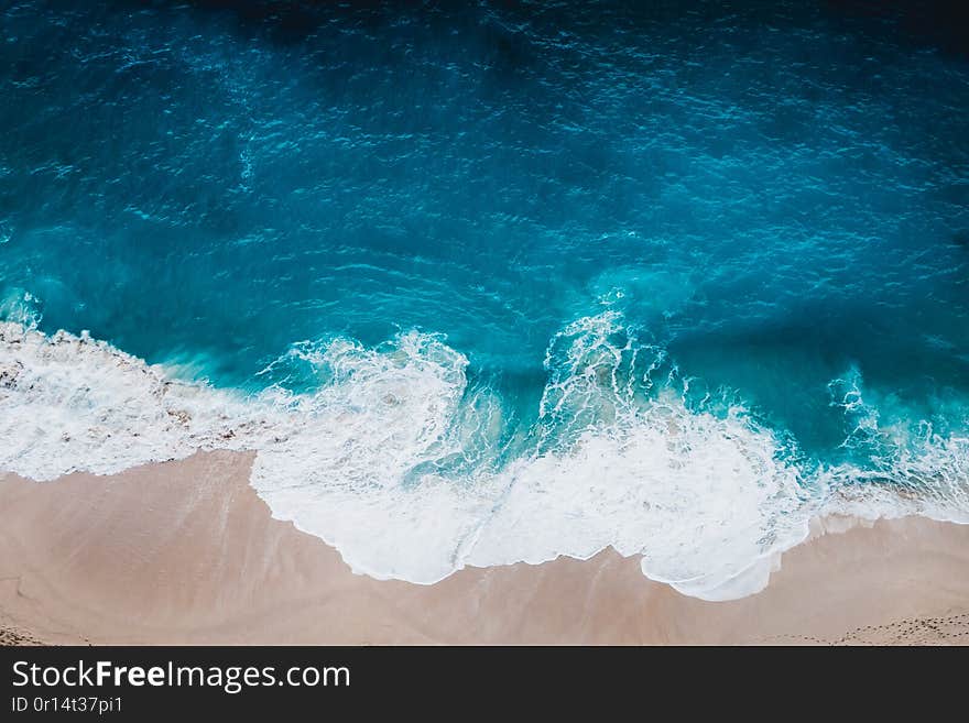 Wild Beach, Top View, Waves