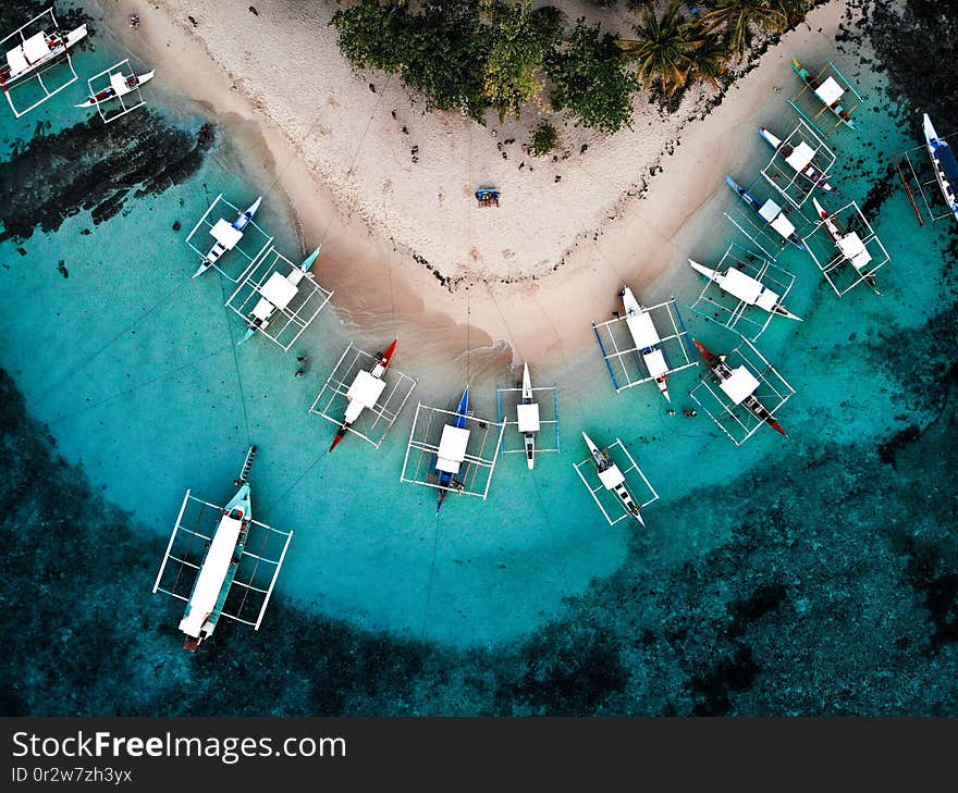 Boats at Guyam Island, taken from Above - The Philippines. Boats at Guyam Island, taken from Above - The Philippines