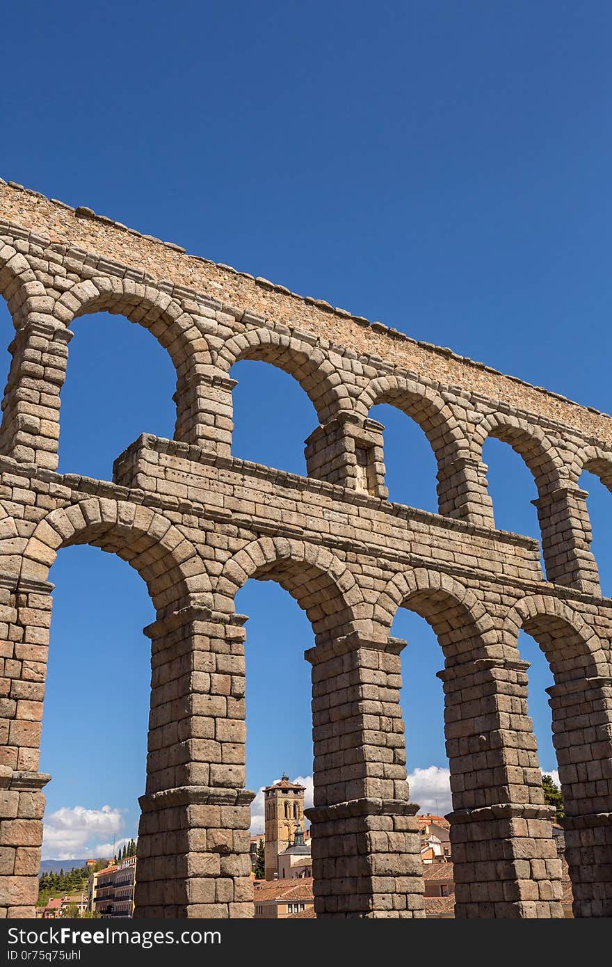 Segovia Aqueduct, ruins of ancient Rome, Segovia, Spain. Segovia Aqueduct, ruins of ancient Rome, Segovia, Spain