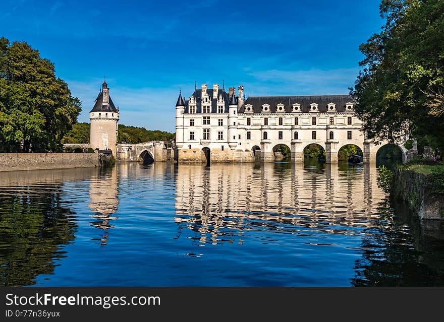 Chateau de Chenonceau on the Cher River, Loire Valley, France.