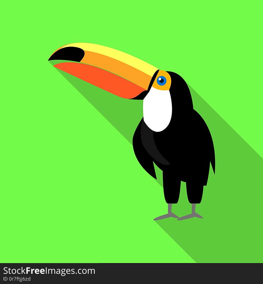 Cute toucan icon, flat style