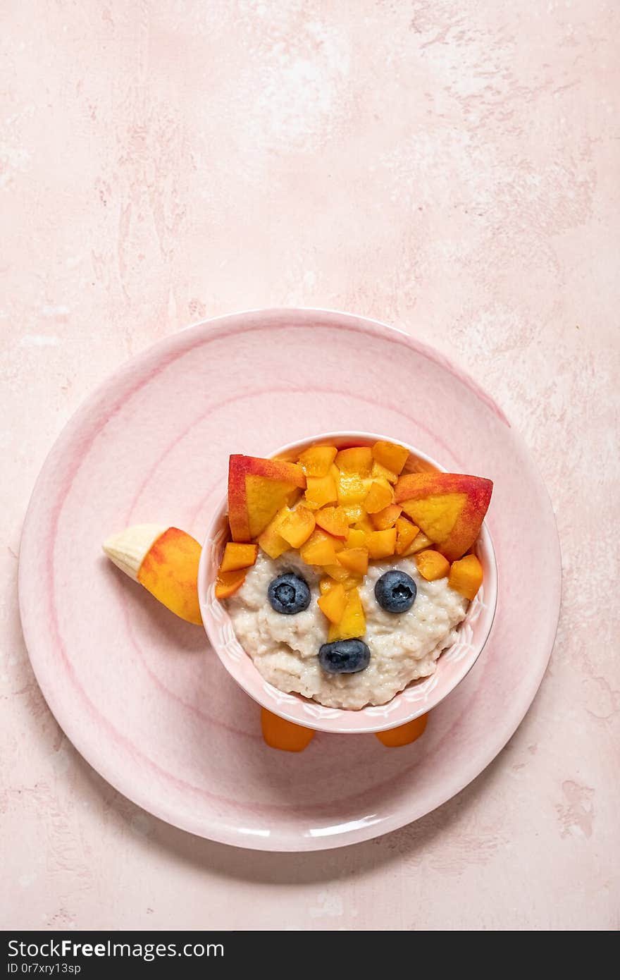 Funny Breakfast For Kids Oatmeal Porridge.