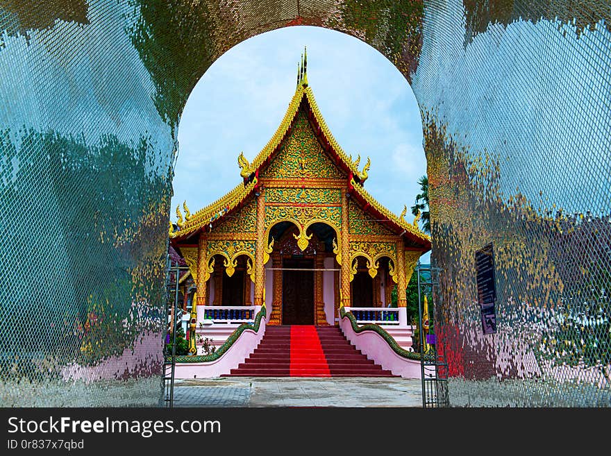 Beautiful church with door frame in Nong Ap Chang temple