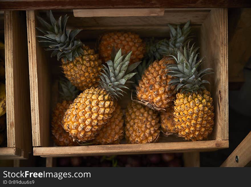 Display Of Pineapple In Sustainable Plastic Packaging Free Grocery Store