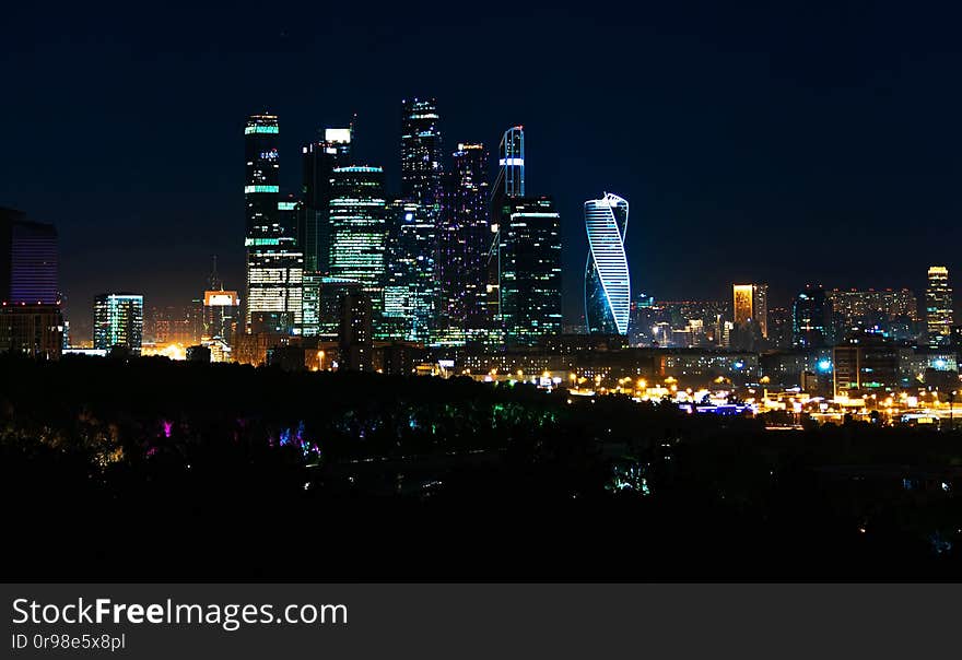 Modern Moscow City At Night