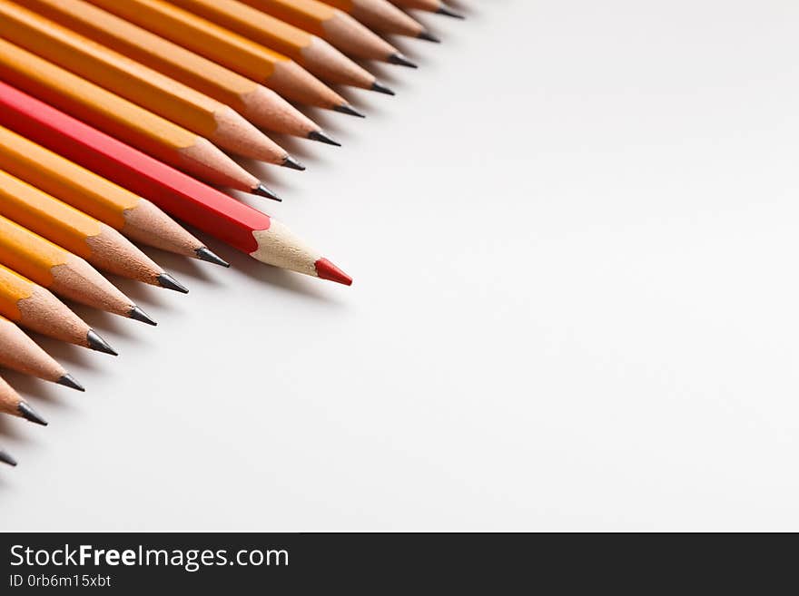 Red pencil leading classic ones on white background