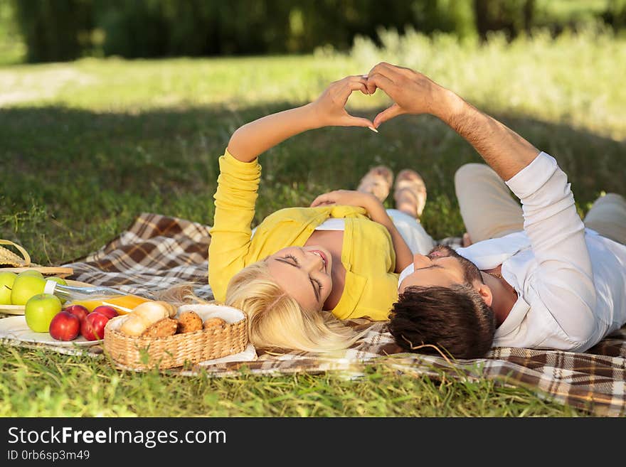 Happy couple in love enjoying day together