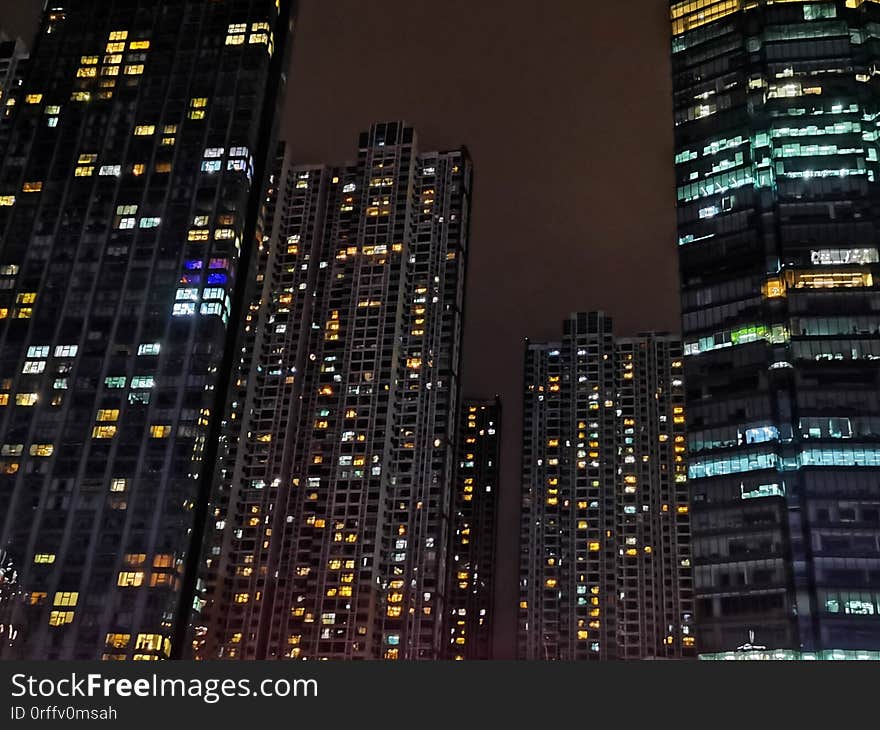 Night Scenes Of Skyscrapers In Wuhan City