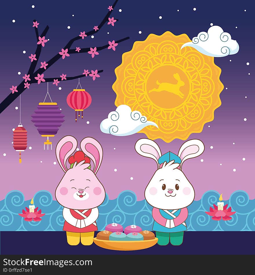 Mid autumn chinese festival cartoon