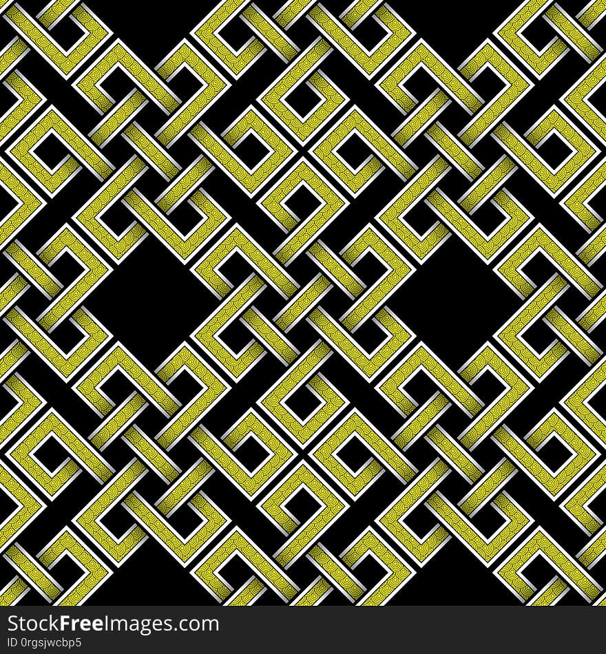 Celtic square yellow figure isolated on black background. Celtic square yellow figure isolated on black background