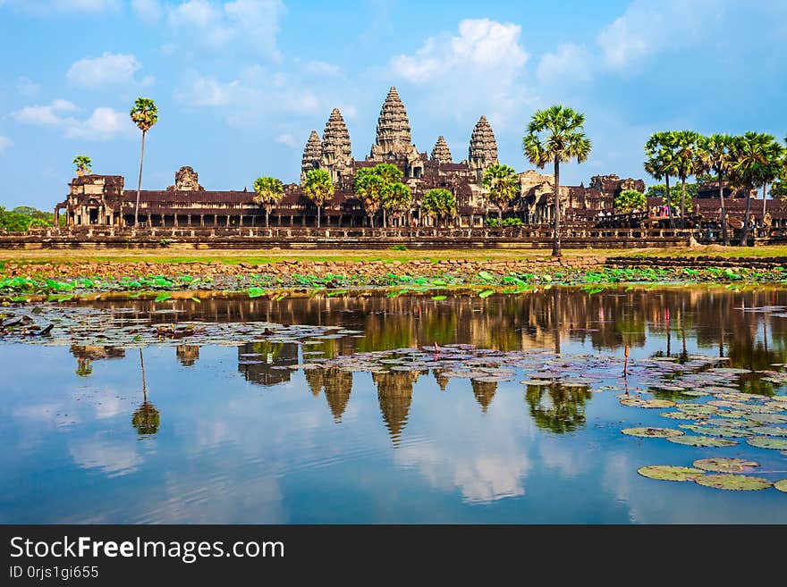 Angkor Wat temple in Siem Reap in Cambodia. Angkor Wat is the largest religious monument in the world. Angkor Wat temple in Siem Reap in Cambodia. Angkor Wat is the largest religious monument in the world