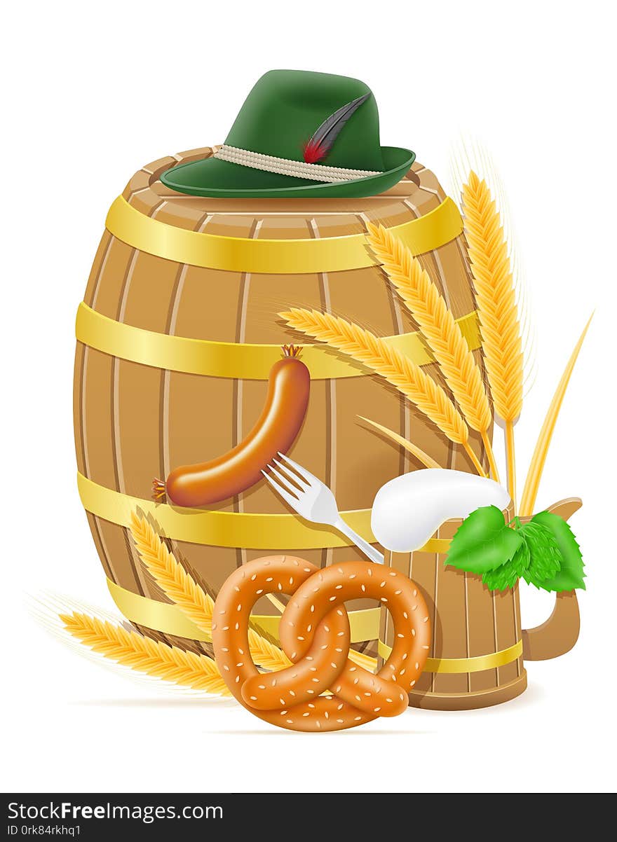 Elements and objects meaning oktoberfest beer festival vector illustration