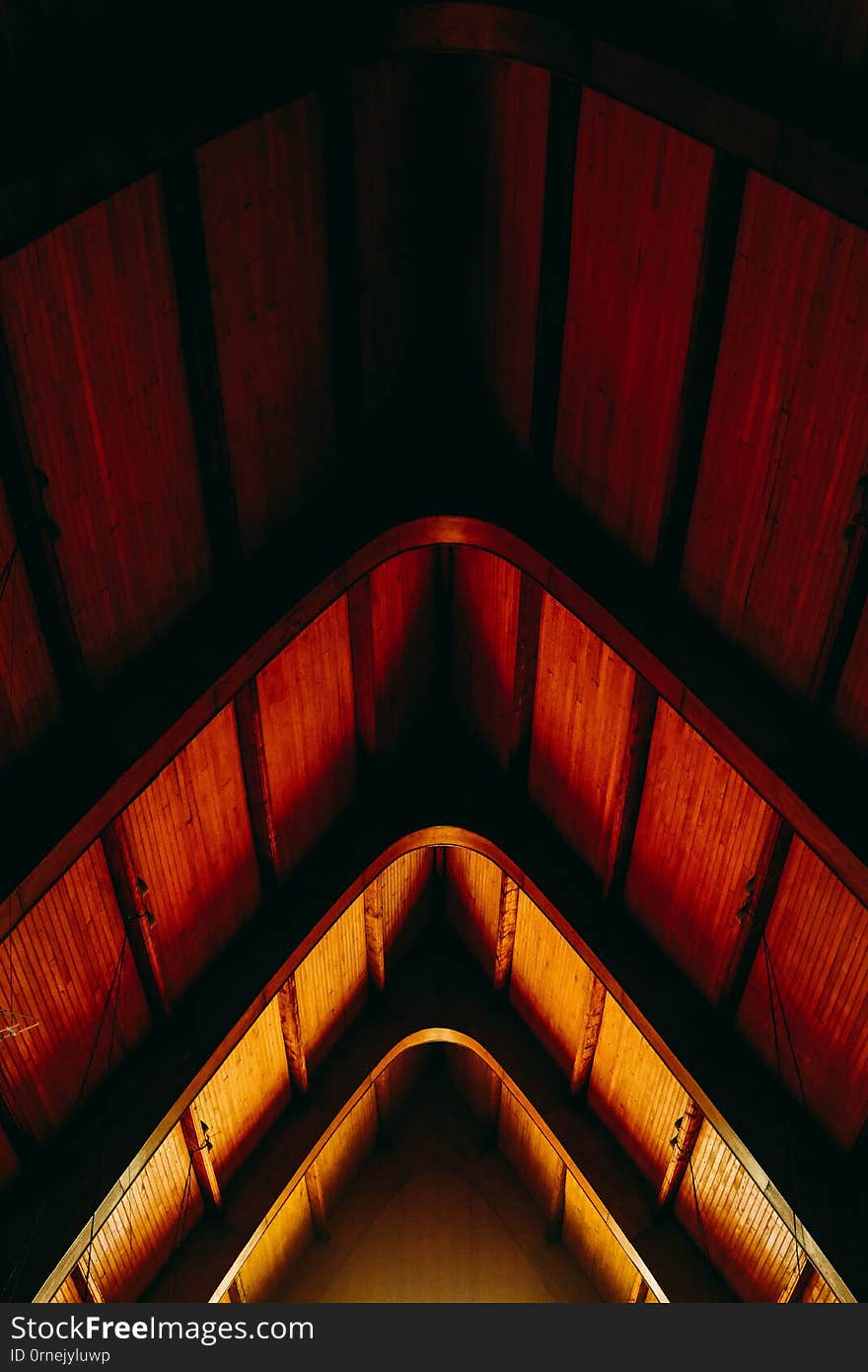 Interior Shot Of A Christian Cathedral Ceiling In Red Colors