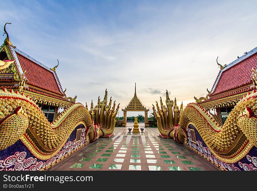 Temple Wat Sri Bueng Boon at twilight time, Sisaket province,Thailand.