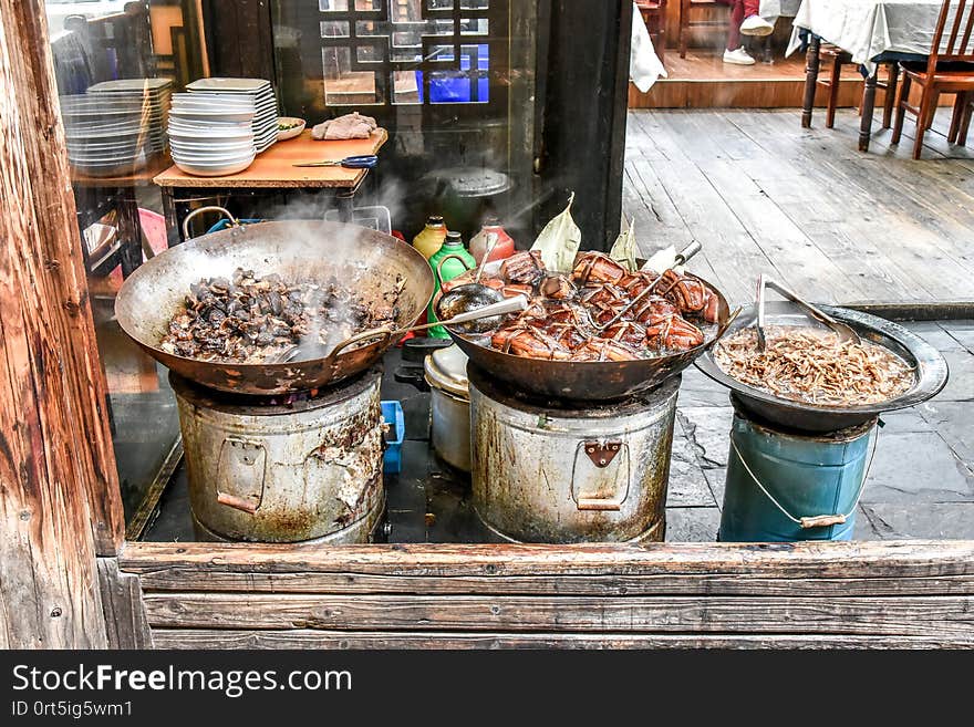 Close up Streaky pork boiled with soy sauce The delicious food of Wuzhen town in China.