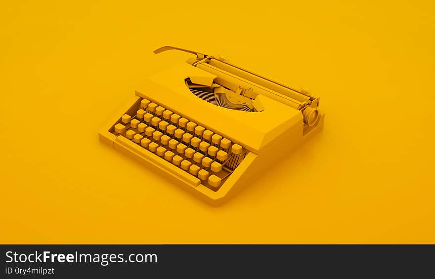 Vintage Typewriter Isolated. Minimal idea concept. 3d illustration.