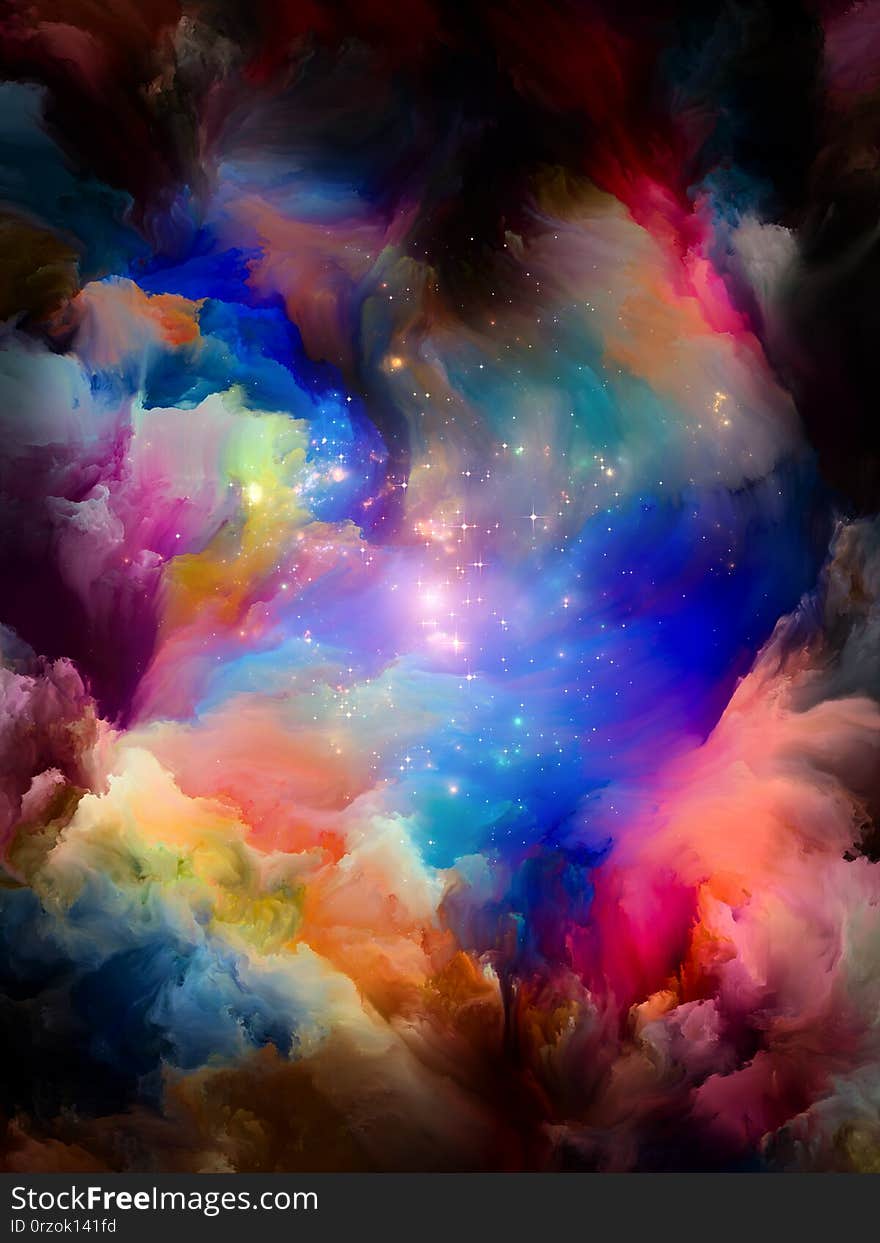 Clouds of color isolated on black background on the subject of art, creativity and design. Clouds of color isolated on black background on the subject of art, creativity and design