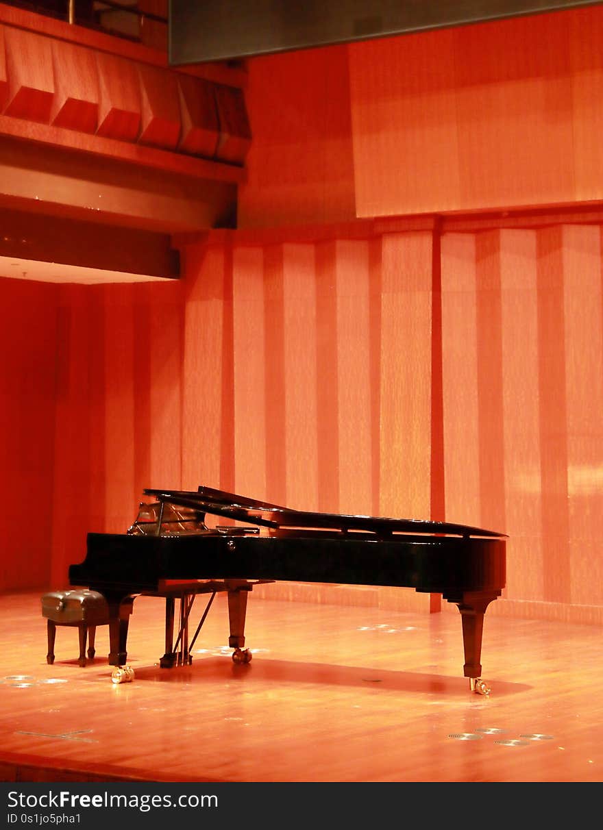 A piano in a theater stage