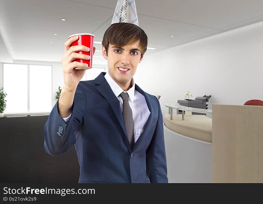 Businessman Celebrating in the Office