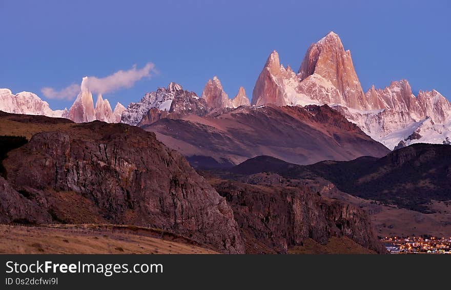 Beautiful monumental mountain Fitz Roy Mountain in Patagonia, Argentina