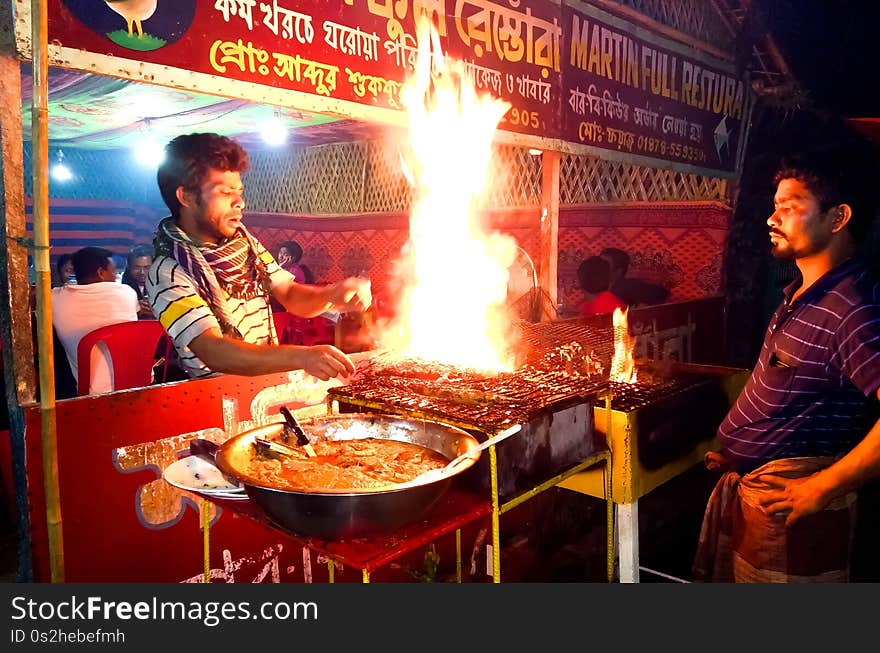 Outdoor Koral Fish BBQ on Sea Beach in Saint Martin&#x27;s Island, Teknaf, Cox&#x27;s Bazar, Bangladesh. Outdoor Koral Fish BBQ on Sea Beach in Saint Martin&#x27;s Island, Teknaf, Cox&#x27;s Bazar, Bangladesh.