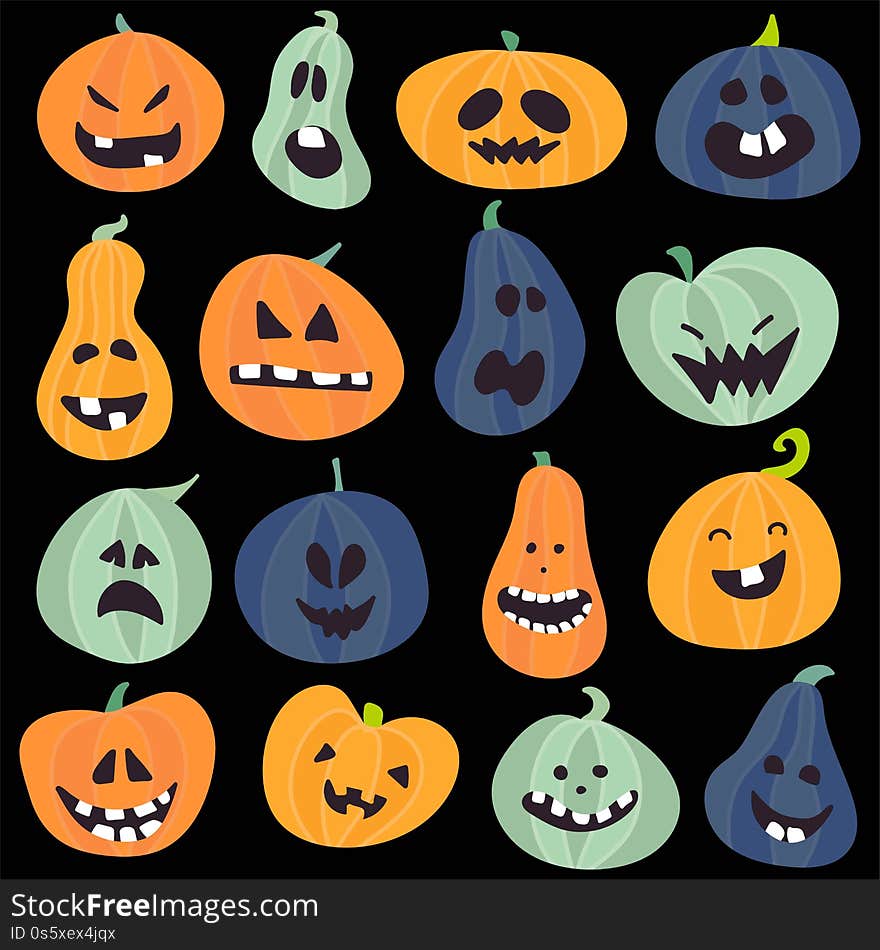 Abstract colorful Halloween,illustration background with Pumpkins. autumn illustration for Halloween