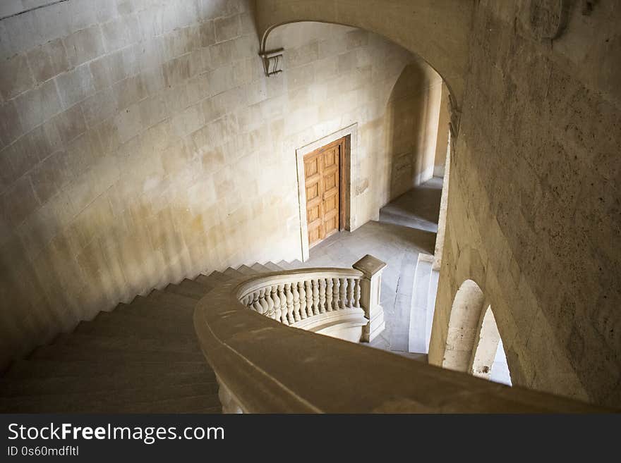 High Angle Shot Of White Staircases Inside A Building