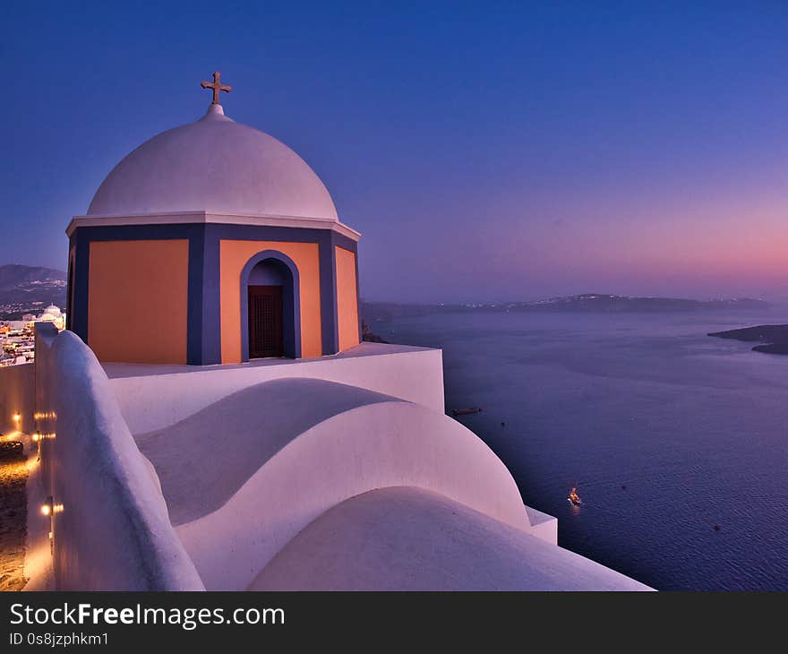 White Stone Church At Dusk