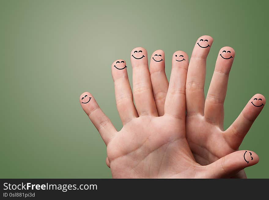 Happy face fingers hugs each other. Happy face fingers hugs each other