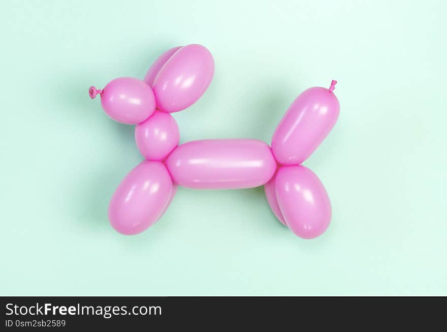 Balloon in the form of a dog on a pink background